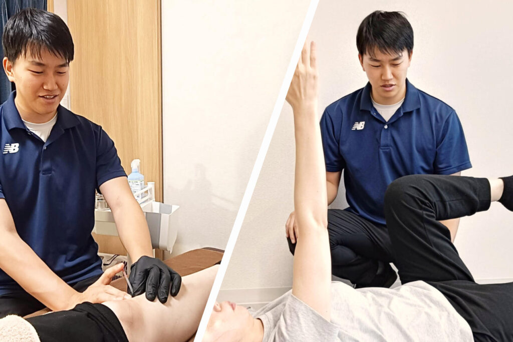 鍼灸と運動指導の様子